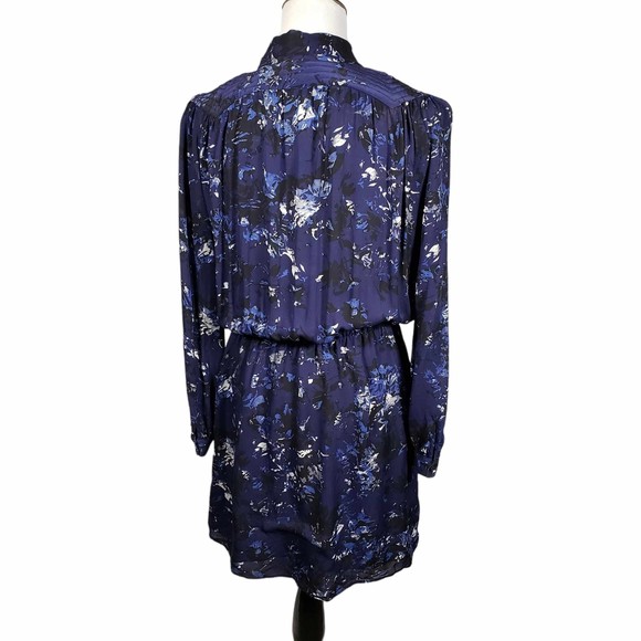 Parker Dresses size Medium Blue Floral Long Sleeve Knee Length Silk Dress AS IS - Picture 6 of 10